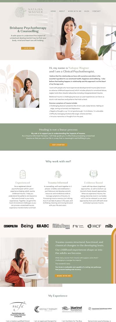 Natajsa Wagner Website Design by Soul Stirring Branding